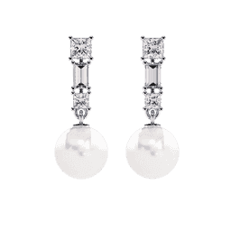 Pearl Dangler With Diamond Baguettes