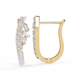 Round And Baguette-Cut Diamond Huggie Hoop