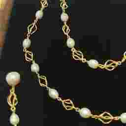 Golden Spiral Pearl Necklace Set