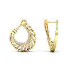 Spiral Hoops With Omega Clasp Studded In 1 Carat Accent Diamonds