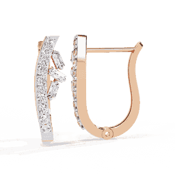 Round And Baguette-Cut Diamond Huggie Hoop