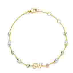 Customized Name Bracelet With Pearls And Diamonds