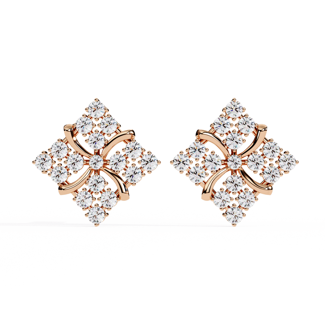 Luxe Diamond Cluster Stud Earrings