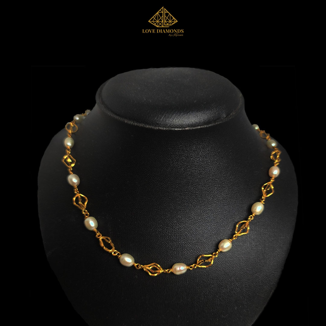 Golden Spiral Pearl Necklace Set