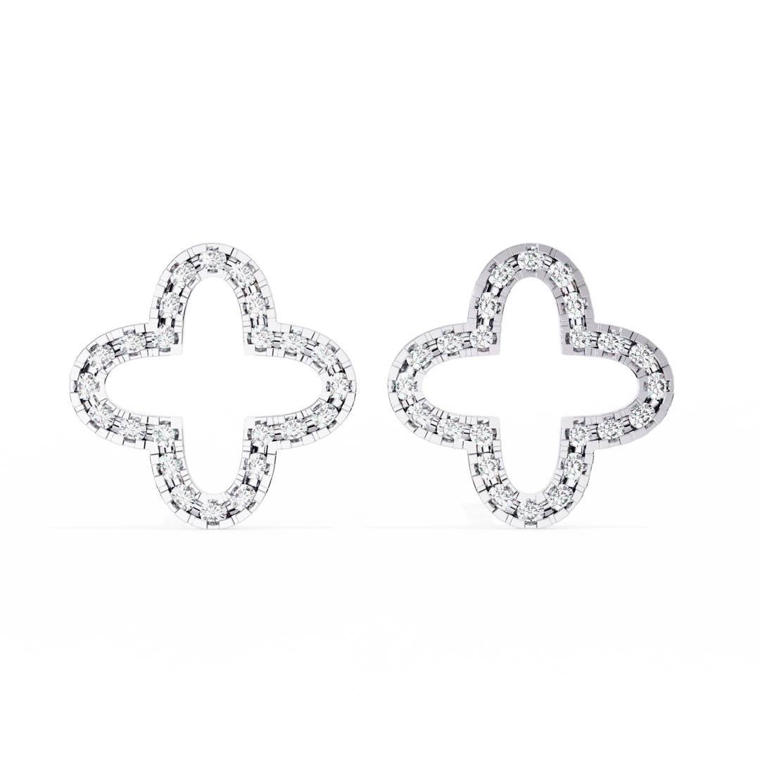 Prong Set Diamond Clover Earrings