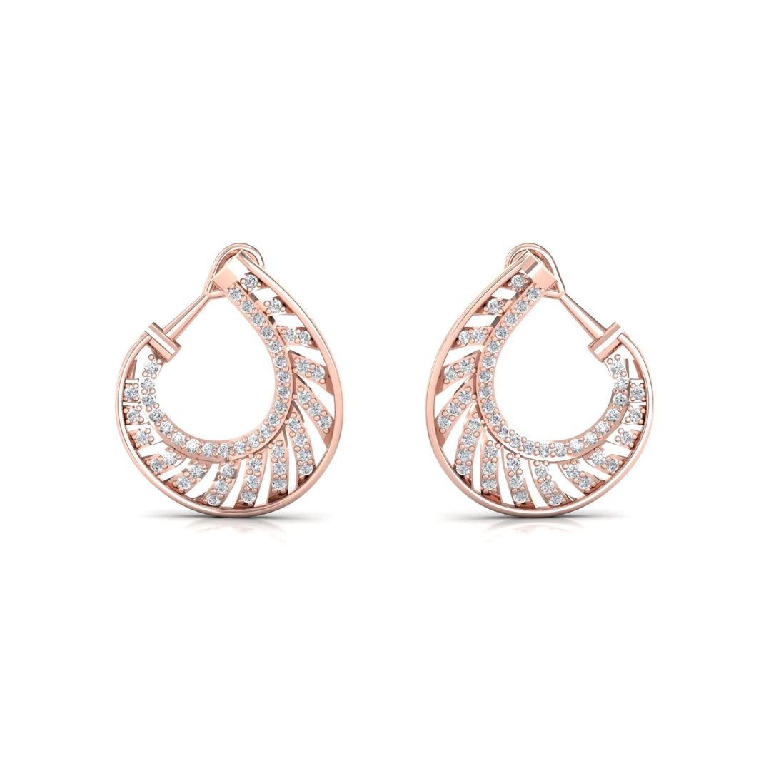 Spiral Hoops With Omega Clasp Studded In 1 Carat Accent Diamonds