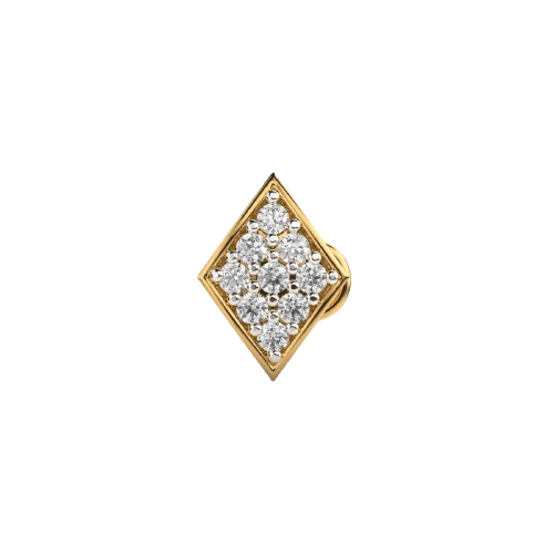 Rhombus Nose Pin Studded With 0.07Cts Diamonds