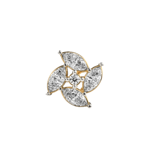 Marquise Leaf Nose Pin Studded With 0.26Cts Diamonds