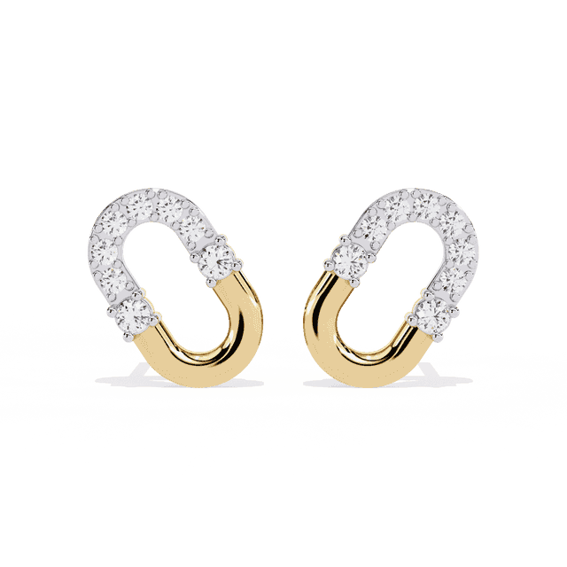 Oval Rectangular Diamond Studded Earrings