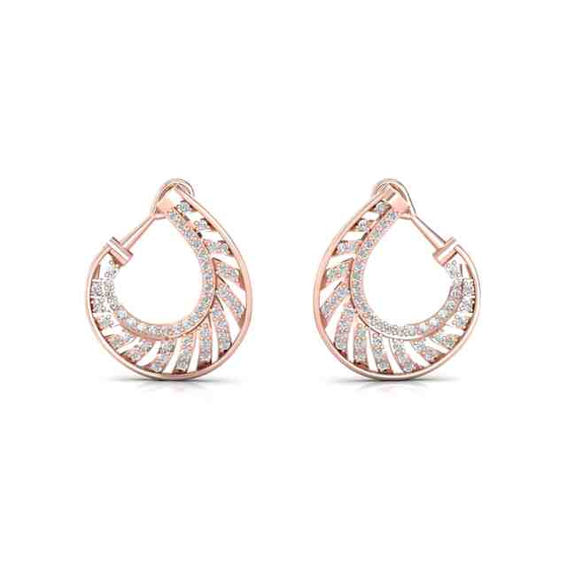 Spiral Hoops with Omega clasp studded in 1 carat accent Diamonds